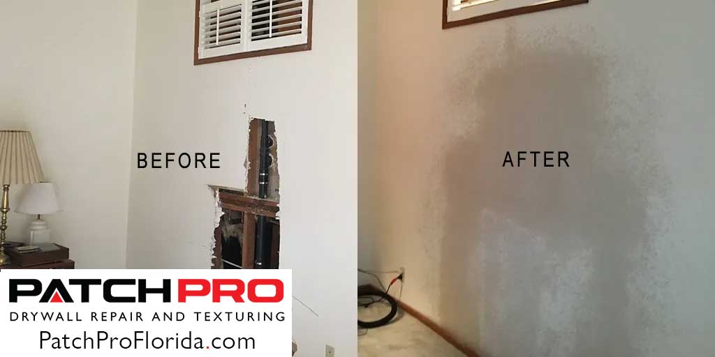 Florida drywall repair - before & after